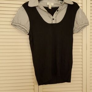 LOFT black sweater & shirt combo career top